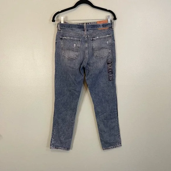 LUCKY BRAND Womens Blue Sienna Slim Patch Boyfriend Belted Bow Jeans Size 25 NWT - Picture 2 of 9